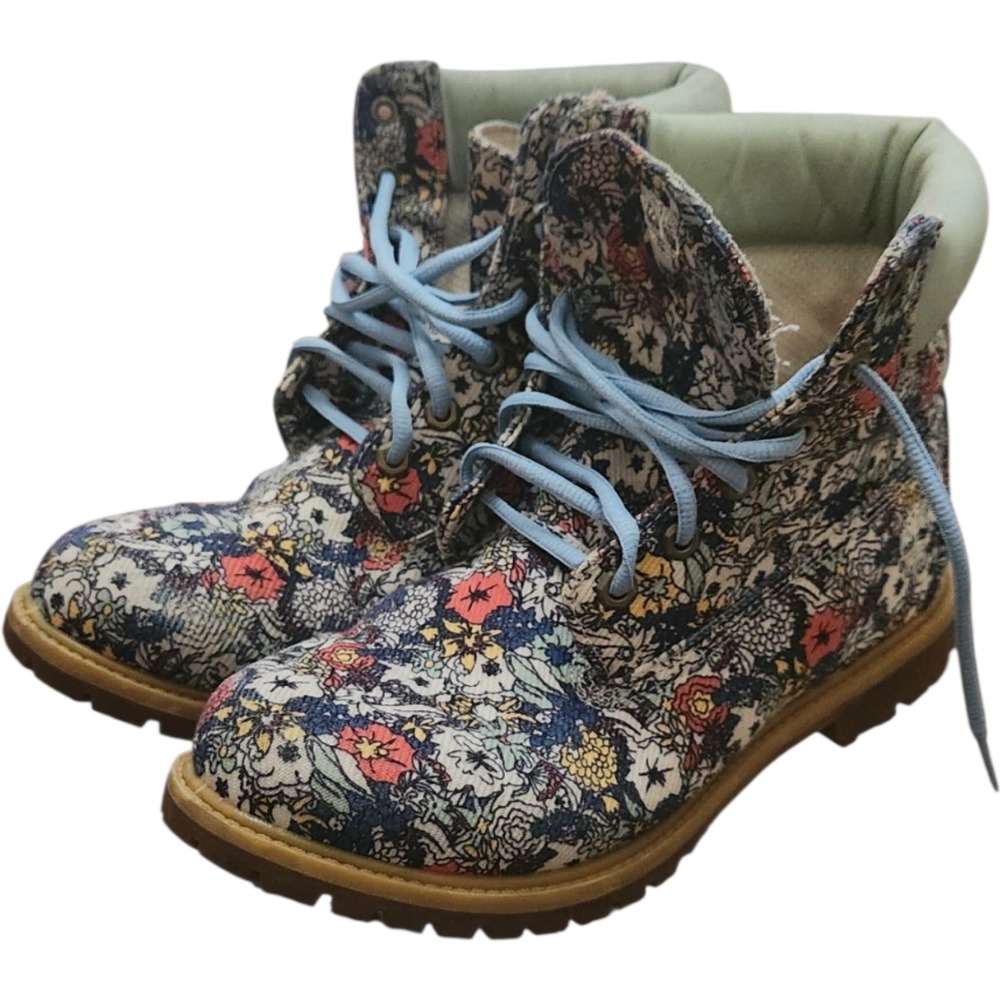 Timberland 6 Inch Premium Floral Canvas Boots Multicolor Blue A1BHZ Womens 11